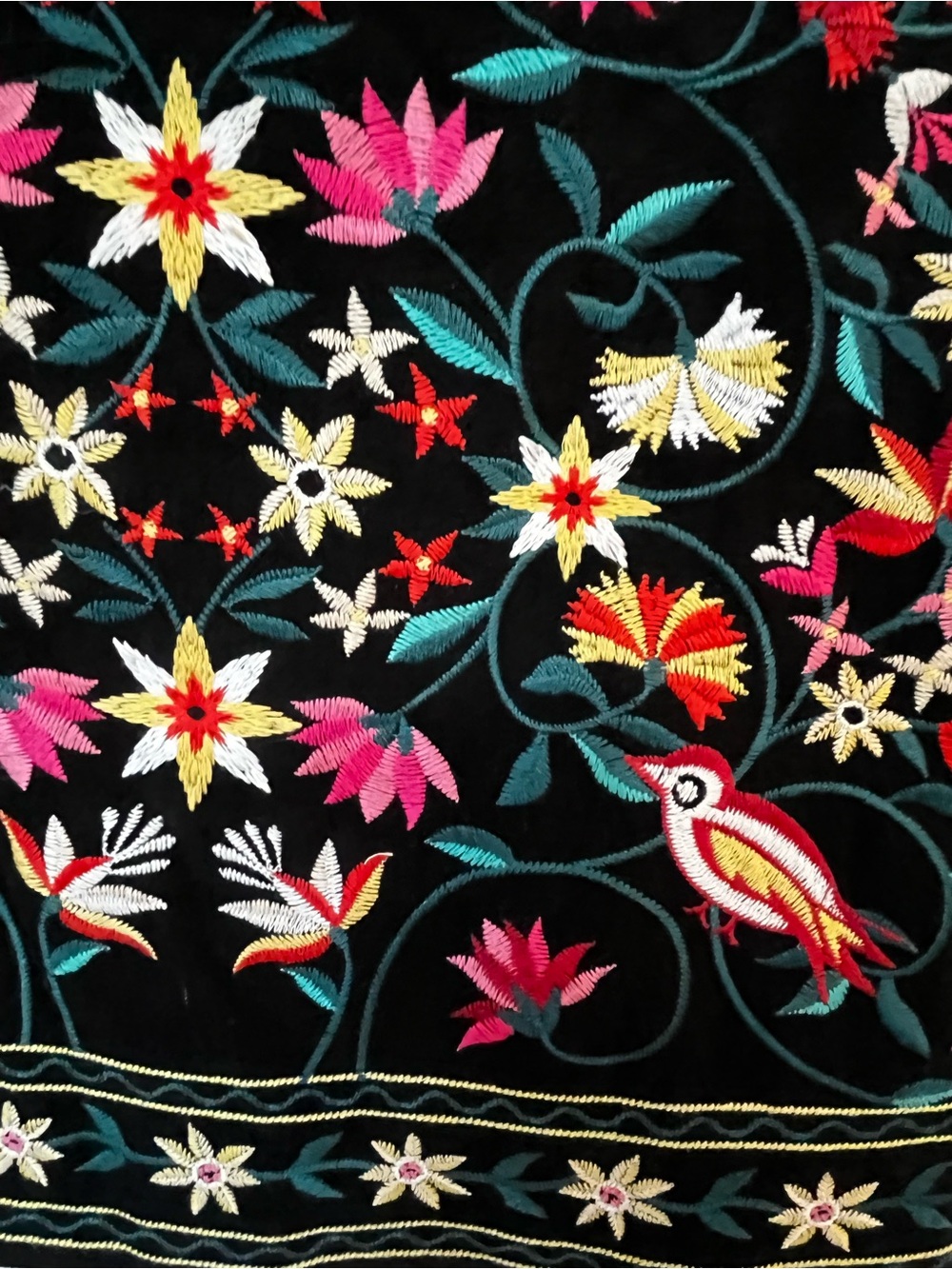 Altar'd State Black Mini Skirt with Multicolor Floral & Bird Embroidery - Picture 2 of 8